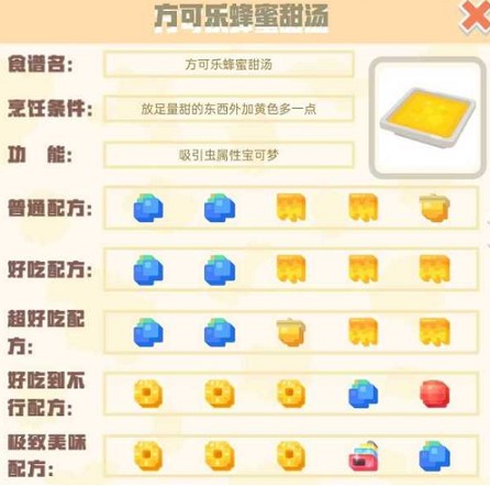 宝可梦大探险方可乐蜂蜜甜汤食谱和吸引宠物攻略(宝可梦大探险蜂蜜甜汤极致美味)插图2