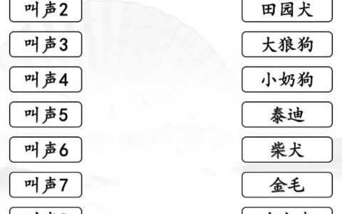汉字找茬王连线狗的对应叫声答案(汉字找茬王连线篇)
