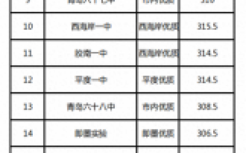 青岛前十高中分数线排名(海山学校什么档次)