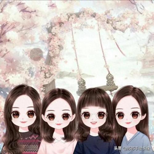 一家四口的卡通图片一儿一女(一家四口微信头像一儿一女)插图5