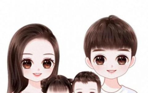 一家四口的卡通图片一儿一女(一家四口微信头像一儿一女)