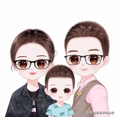 一家四口的卡通图片一儿一女(一家四口微信头像一儿一女)插图9