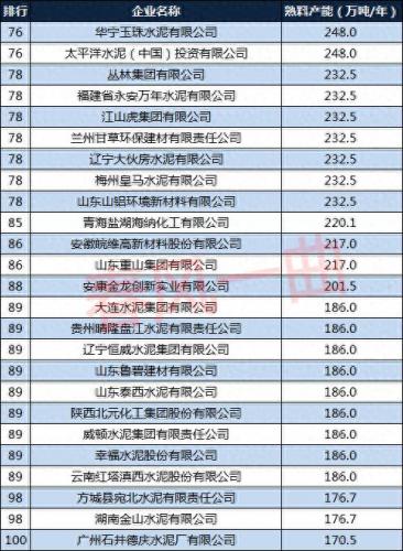 水泥全国排名前十(全国水泥排行榜前50强)插图6