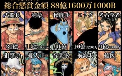 海贼赏金排名前十(海贼王赏金排名第十位)
