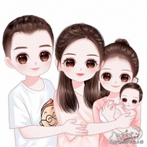 一家四口的卡通图片一儿一女(一家四口微信头像一儿一女)插图13