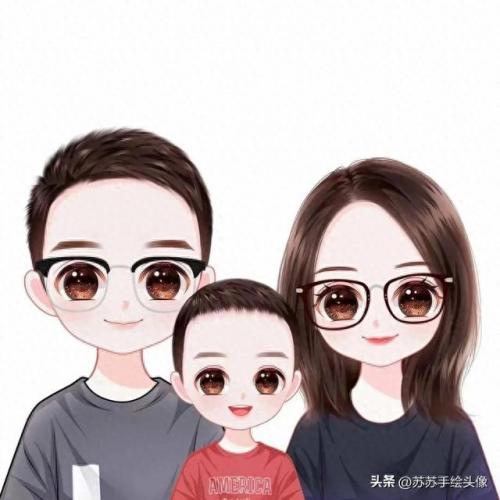 一家四口的卡通图片一儿一女(一家四口微信头像一儿一女)插图8