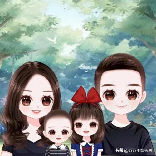 一家四口的卡通图片一儿一女(一家四口微信头像一儿一女)插图6