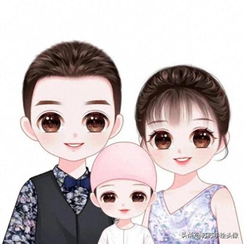 一家四口的卡通图片一儿一女(一家四口微信头像一儿一女)插图3