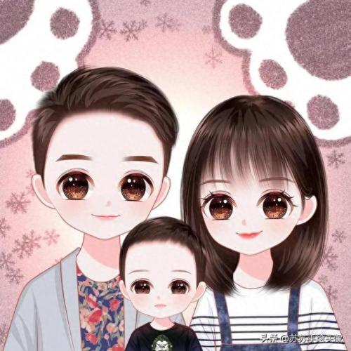 一家四口的卡通图片一儿一女(一家四口微信头像一儿一女)插图2