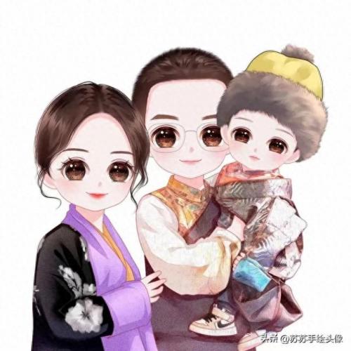 一家四口的卡通图片一儿一女(一家四口微信头像一儿一女)插图12