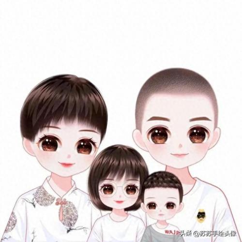 一家四口的卡通图片一儿一女(一家四口微信头像一儿一女)插图11