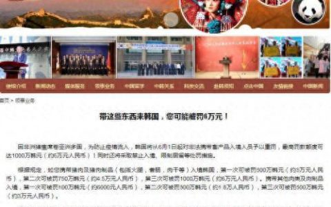 带猪肉去韩国被罚(带猪肉去韩国罚6万)