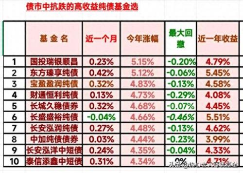 纯债排名前十(近一年短债排行)插图1