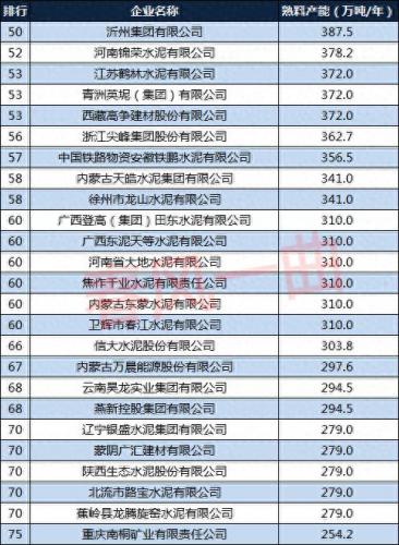 水泥全国排名前十(全国水泥排行榜前50强)插图5