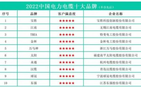 网络电缆牌子排名前十(电缆一线品牌)