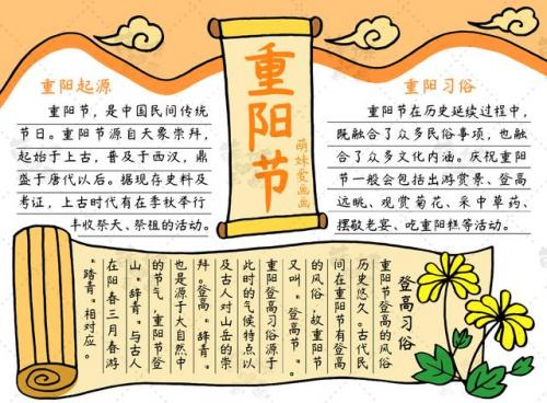 重阳节手抄报简单字少(重阳节手抄报 一等奖 四年级)插图5