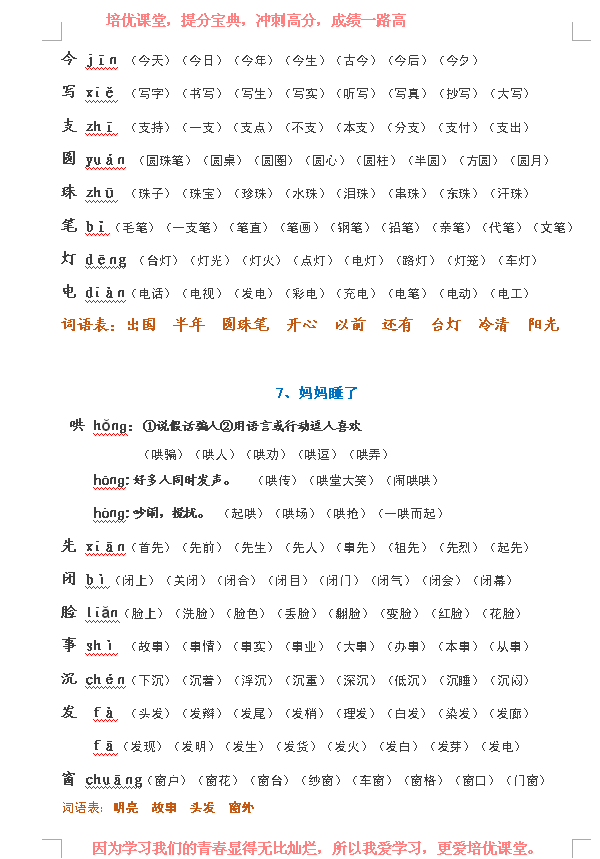 小学二年级睛的组词(睛开头的词语2个字)插图7
