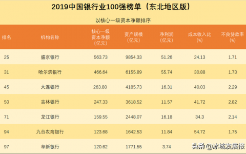 东北各银行排名前十(东北的银行有哪些)
