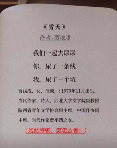 贾浅浅诗歌欣赏(贾浅浅的诗《尿》)插图