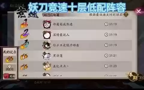 阴阳师妖刀十层阵容